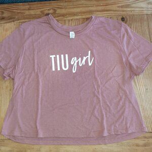 TONE IT UP GIRL TIU cropped tshirt tee - blush - NWOT - size M